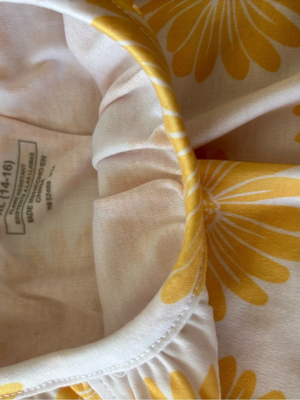 Wonder Nation White Yellow Floral sleep dress pajamas Girls XL 14-16